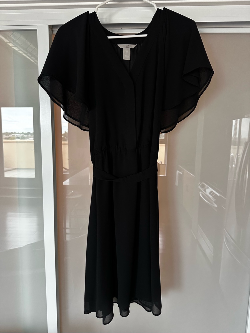 H&M Black Midi Dress with Flutter Sleeves